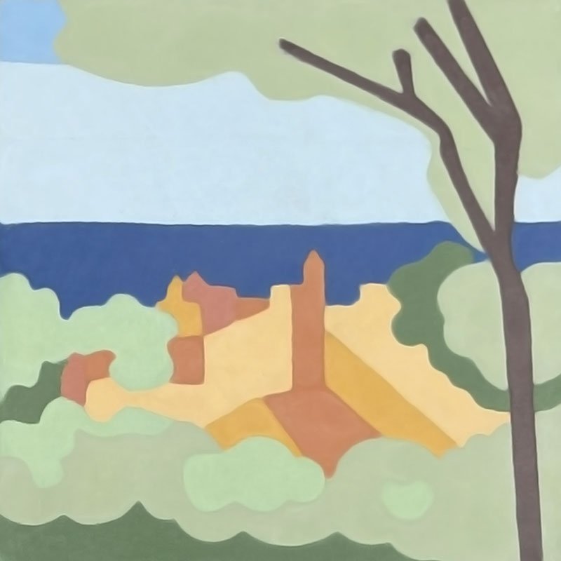 Cement tile L’Estaque – Provençal landscape motif by Carocim