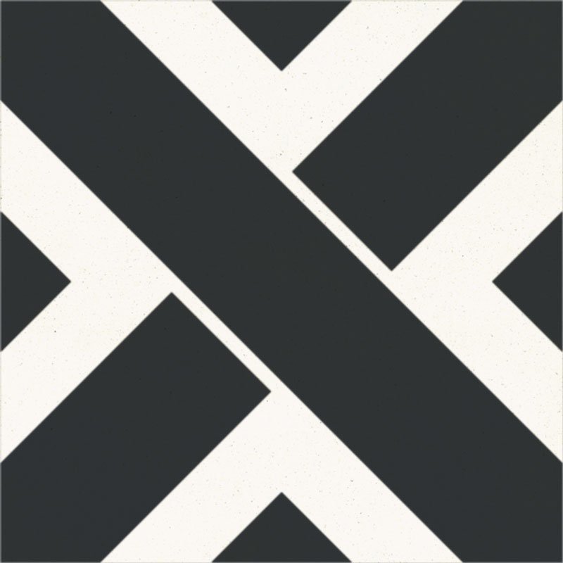 Carreau de ciment Kros noir et blanc - Collection Baptiste Vandaele