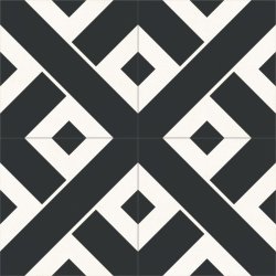 4 Carreaux de ciment Kros noir et blanc - Collection Baptiste Vandaele - composition 2