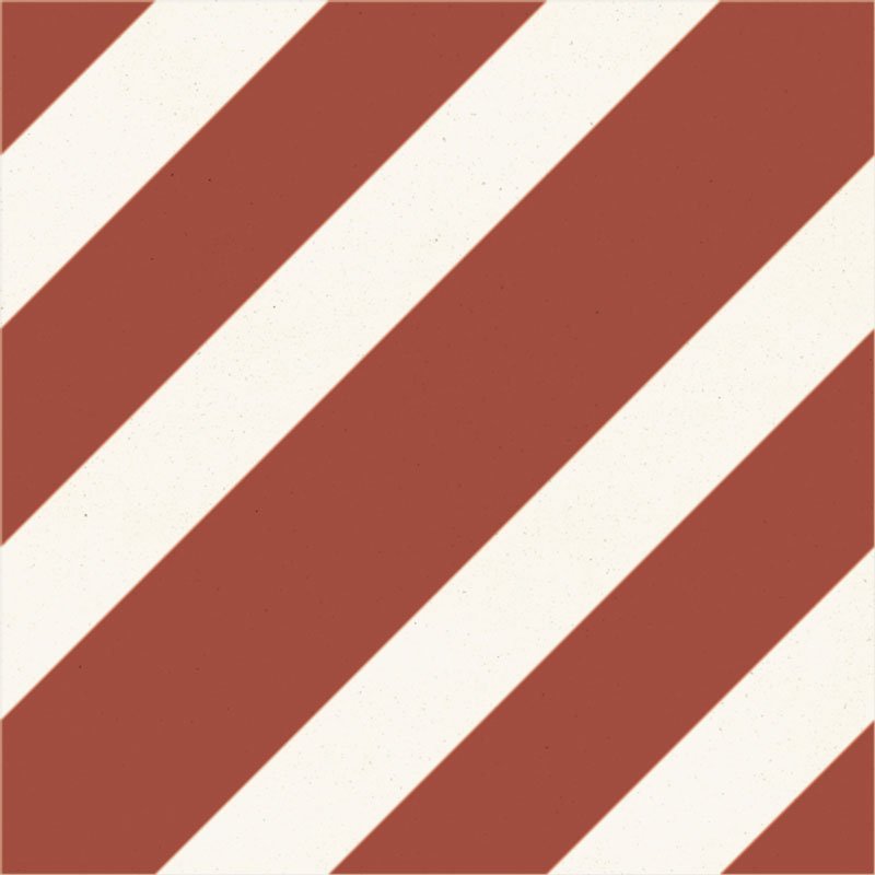 Carreau de ciment Zig rouge et blanc - Collection Baptiste Vandaele