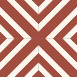 4 Carreaux de ciment Zig Rouge & Blanc - Collection Baptiste Vandaele - composition 2