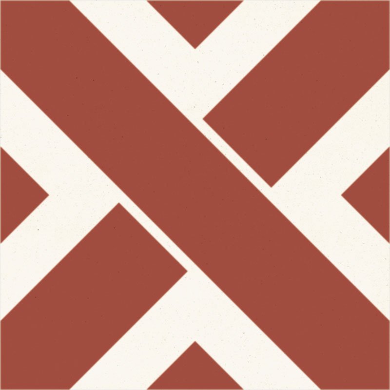 kros red and white cement tile - Baptiste Vandaele Collection