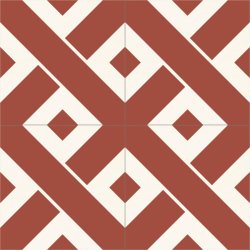 4 Carreaux de ciment kros Rouge & Blanc - Collection Baptiste Vandaele - composition 1