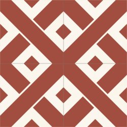 4 Carreaux de ciment kros Rouge & Blanc - Collection Baptiste Vandaele - composition 2