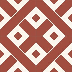 4 kros red and white cement tile - Baptiste Vandaele Collection - composition 3