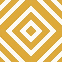 4 Carreaux de ciment Zig jaune et blanc - Collection Baptiste Vandaele - composition 1