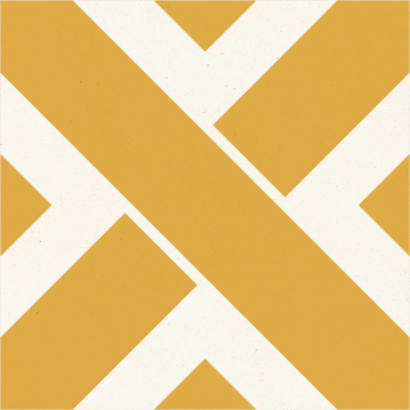 Carreau de ciment kros jaune et blanc - Collection Baptiste Vandaele