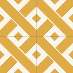 4 Carreaux de ciment kros jaune et blanc - Collection Baptiste Vandaele - composition 1