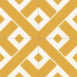 4 Carreaux de ciment kros jaune et blanc - Collection Baptiste Vandaele - composition 2