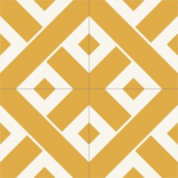 4 Carreaux de ciment kros jaune et blanc - Collection Baptiste Vandaele - composition 3